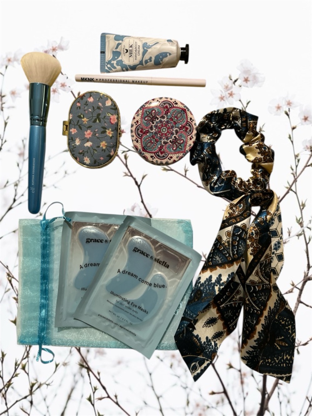 Boho Beauty Self Care Gift Bag Bundle Eye Masks Candle Lotion